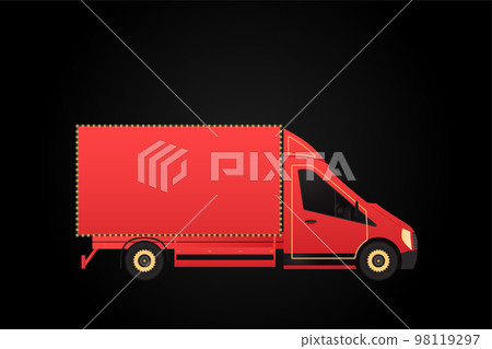 Truck with container. Van illustration. Lorry for cargo service 98119297