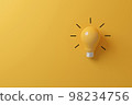 Light bulb yellow on yellow background 98234756