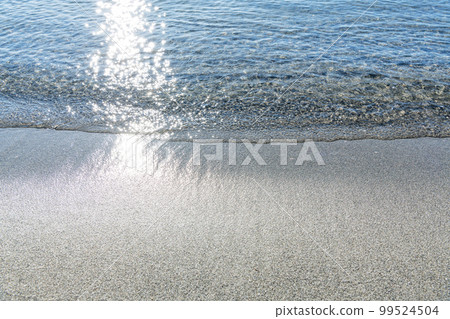 A beautiful sandy beach and waves that shine while shining in the sun (natural image) 99524504