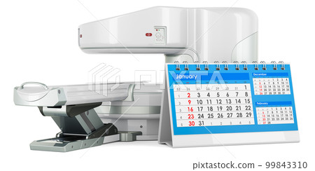 Open MRI Machine with desk calendar, 3D rendering 99843310