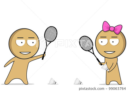 Boy and girl playing badminton in nature 99063764