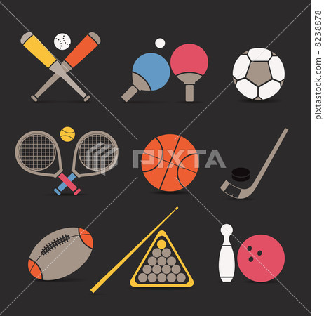 Abstract style sports equipment color icons 8238878