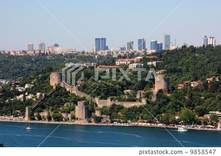 The Bosphorus Strait of Istanbul and Rumeli Hisar Fortress 9858547