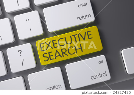 Keyboard with Yellow Button - Executive Search. 3D 24817450