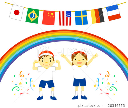 Illustration that can be used at sports festivals such as national flags and gym clothes 28356553