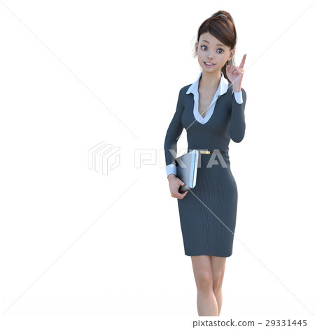 Office girl walking with a PC perming3DCG Illustration material 29331445