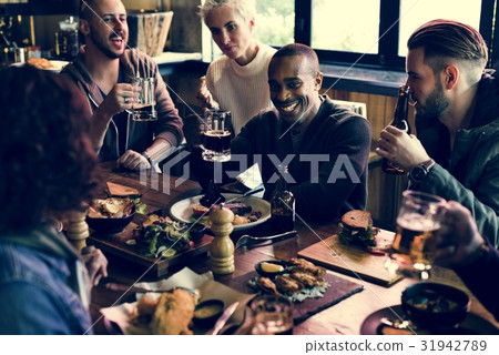 Diverse People Hang Out Pub Friendship 31942789