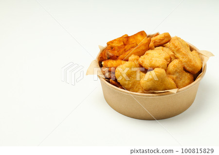 Concept of tasty fast food, nuggets, space for text 100815829