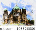 Berliner dom drawing watercolor sketch 103326680