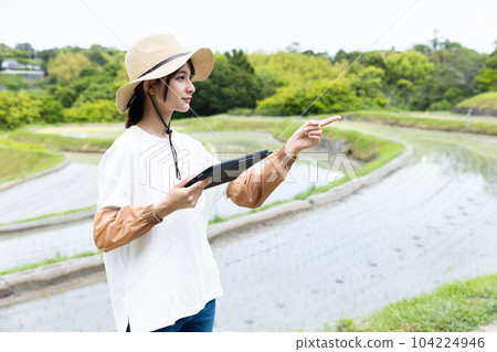 Young women planting rice 104224946