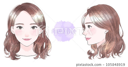 Feminine woman watercolor style illustration set 105848919