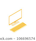 White screen keyboard-specific monitor (16:9, isometric, right-facing, orange, 1 monitor) 106696574