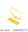 White screen keyboard-specific monitor (16:9, isometric, left facing, orange, 1 monitor) 106696575