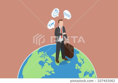 3D Isometric Flat Vector Conceptual Illustration of Travel Time 107483062