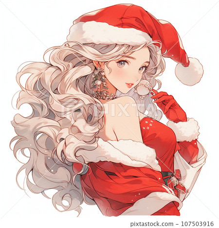 Young woman cosplaying as Santa Claus 107503916