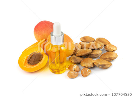 Apricot Kernels Oil Isolated, Apricot Pits Extraction, Fruit Seeds Infusion 107704580