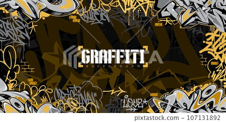 Dark Abstract Urban Style Hiphop Graffiti Street Art Vector Illustration Background Template 107131892