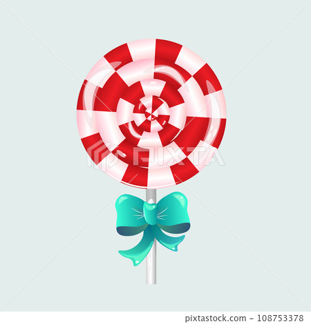 New Year round lollipop with turquoise bow. Vector 108753378