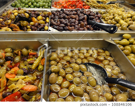 Olive Bar featuring lots of choices 108846106