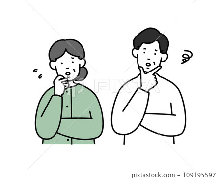 Illustration material of a worried senior man and woman couple 109195597