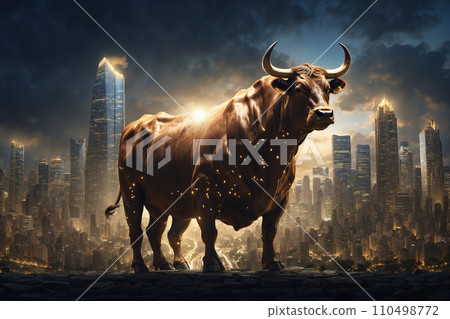 Bull rising market image AI generated image 110498772