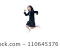 Female high school student jumping, AI generated image 110645376