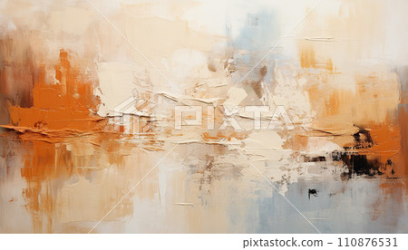 Abstract orange and blue oil paint brushstrokes texture painting wallpaper background pattern backdrop AI generated 110876531