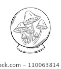 Crystall ball for fortune tellers. Gypsy spiritual ball with mystic powers. Vector illustration 110063814