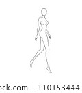 Woman body for fashion collection. Walking female figure for fashion designs. Vector illustration 110153444