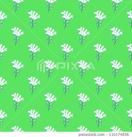 Cute unusual flower and cloud seamless pattern. Simple stylized flowers background. 110174836