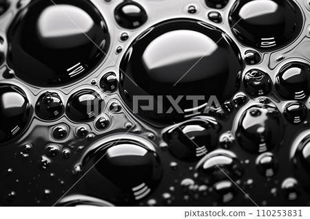 Liquid Texture and Fluid Black and White Art: Shiny Oil Surface 110253831