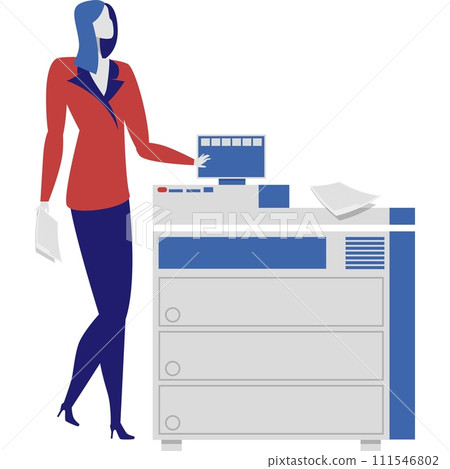 Woman using printer in office vector icon 111546802