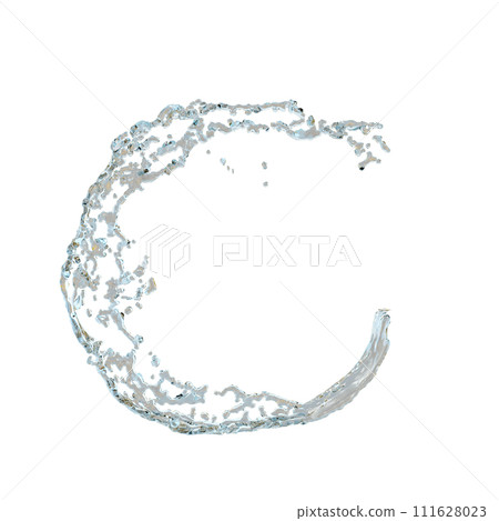 3d clear blue water scattered around, water splash transparent isolated. 3d render illustration 111628023