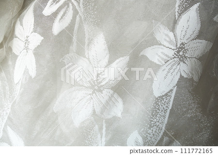 texture sack sacking fabric and white lace background 111772165