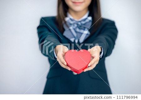 School girls with hearts 111796994