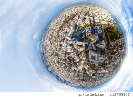 Little planet. Aerial view of Limassol Downtown. Cyprus 112795557