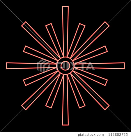 Neon laser optic beam flash sparks linear ray lighting red color vector illustration image flat style 112802755