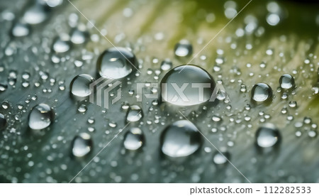 An image of countless small water droplets on a leaf 112282533