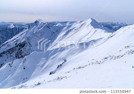 冬天從谷川山和天神嶺看到的主嶺山脈 113558947