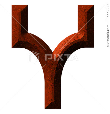 3D rendered illustration. Beveled stone letter. Custom art font. 114442228