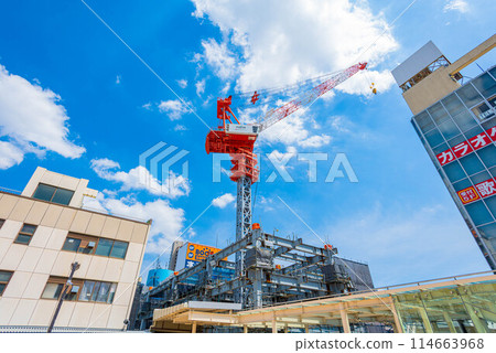 Construction work on the new Matsudo Station building 114663968