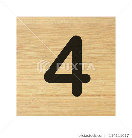 Four 4 wood block on white with clipping path 114111017