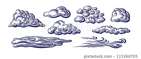 Clouds sketch set. Vector doodle drawn elements 115268705