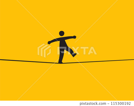 A silhouette walking past a tightrope. Isolated Vector Illustration 115300192