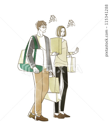 Men and women shopping with troubled expressions 115341288