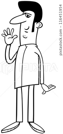 funny man cartoon character waving page coloring page 116451954