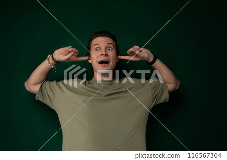 Man Making Face With Hands 116567304