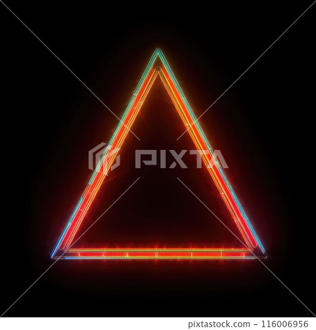 Neon triangle lights in pink and blue on a dark background. Futuristic. AIG35. 116006956