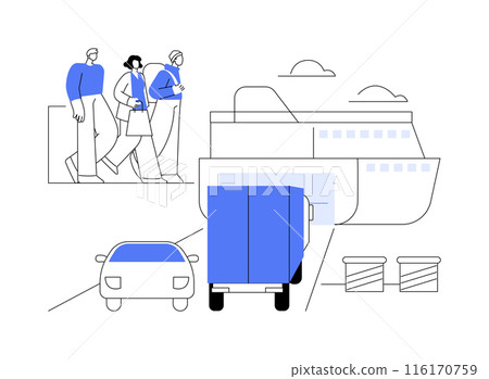 Car ferry abstract concept vector illustration. 116170759