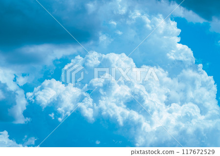 Summer cumulonimbus clouds covering the blue sky b-3 light color 117672529